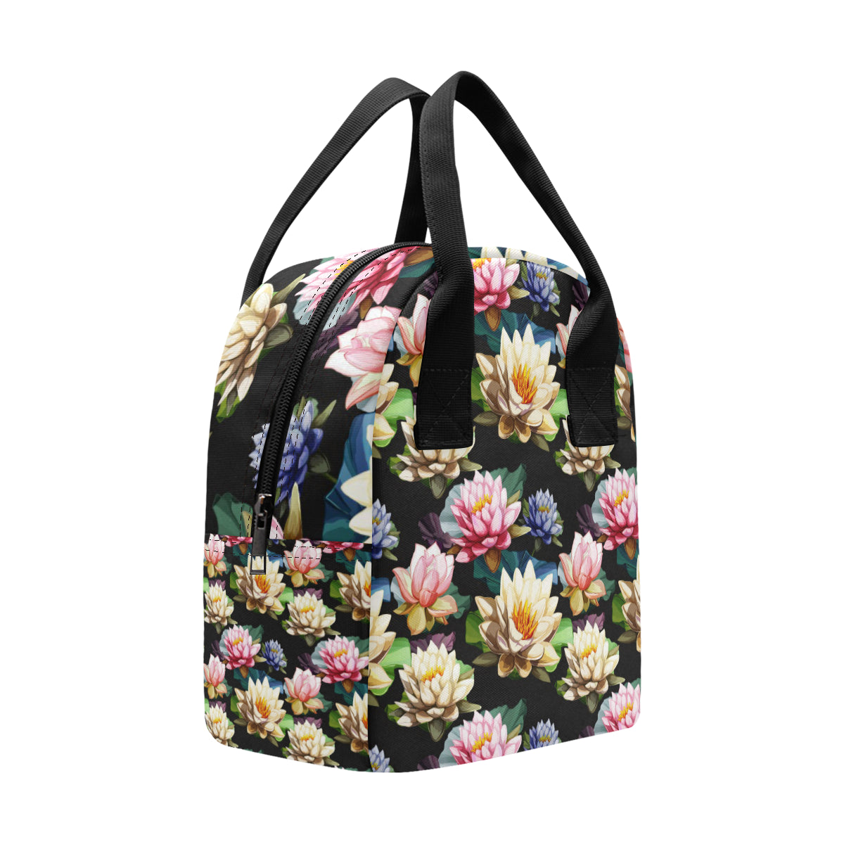 Water Lily Pattern Print Design WL02 Insulated Lunch Bag
