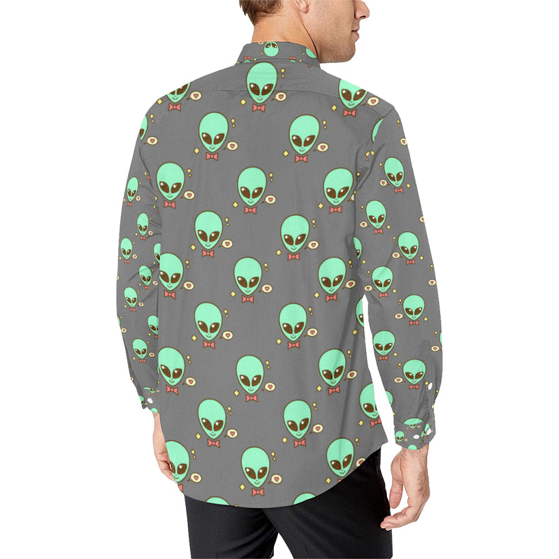 Alien Pattern Print Design 02 Men's Long Sleeve Shirt