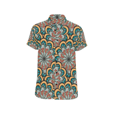 Mandala Pattern Print Design 01 Men's Short Sleeve Button Up Shirt