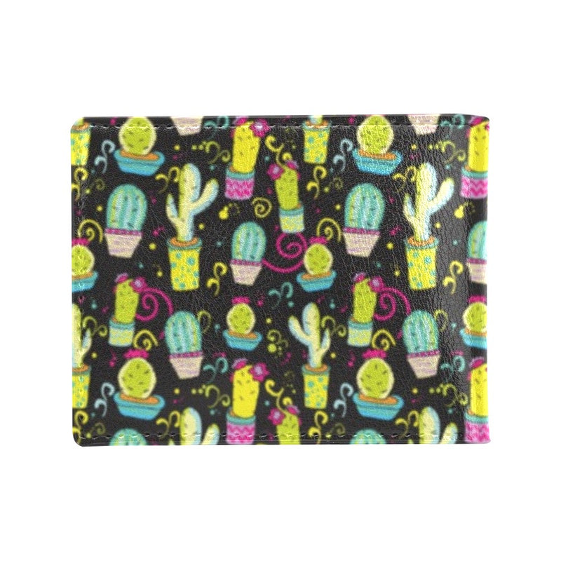 Cactus Neon Style Print Pattern Men's ID Card Wallet