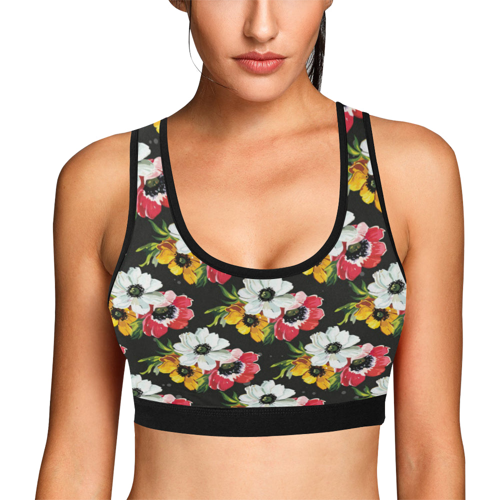 Anemone Pattern Print Design AM07 Sports Bra