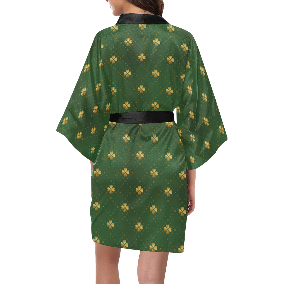 Clover  Pattern Print Design 01 Women's Short Kimono