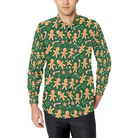 Gingerbread Pattern Print Design 04 Men's Long Sleeve Shirt