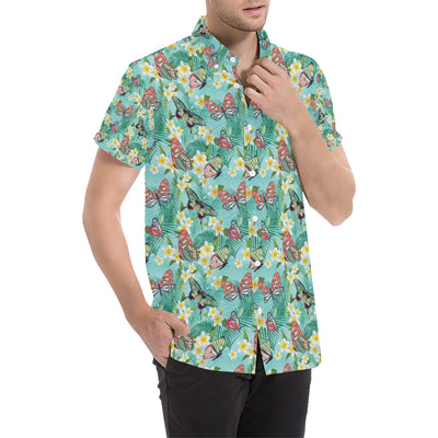 Butterfly Pattern Print Design 09 Men's Short Sleeve Button Up Shirt