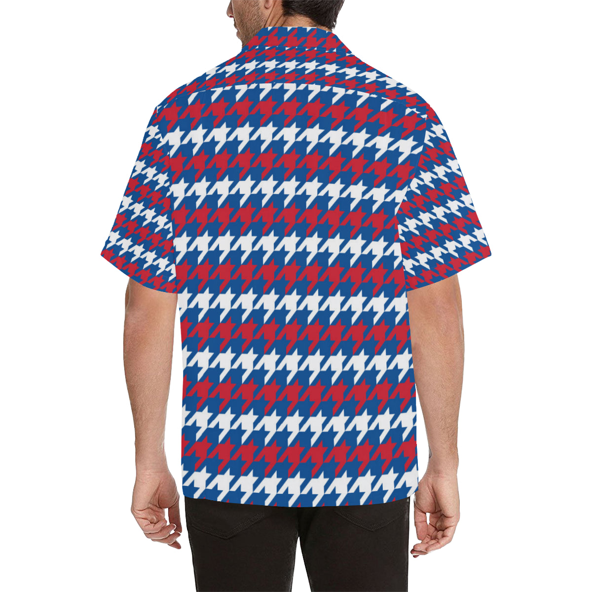 Patriotic Houndstooth Pattern Print Design A02 Men's Hawaiian Shirt
