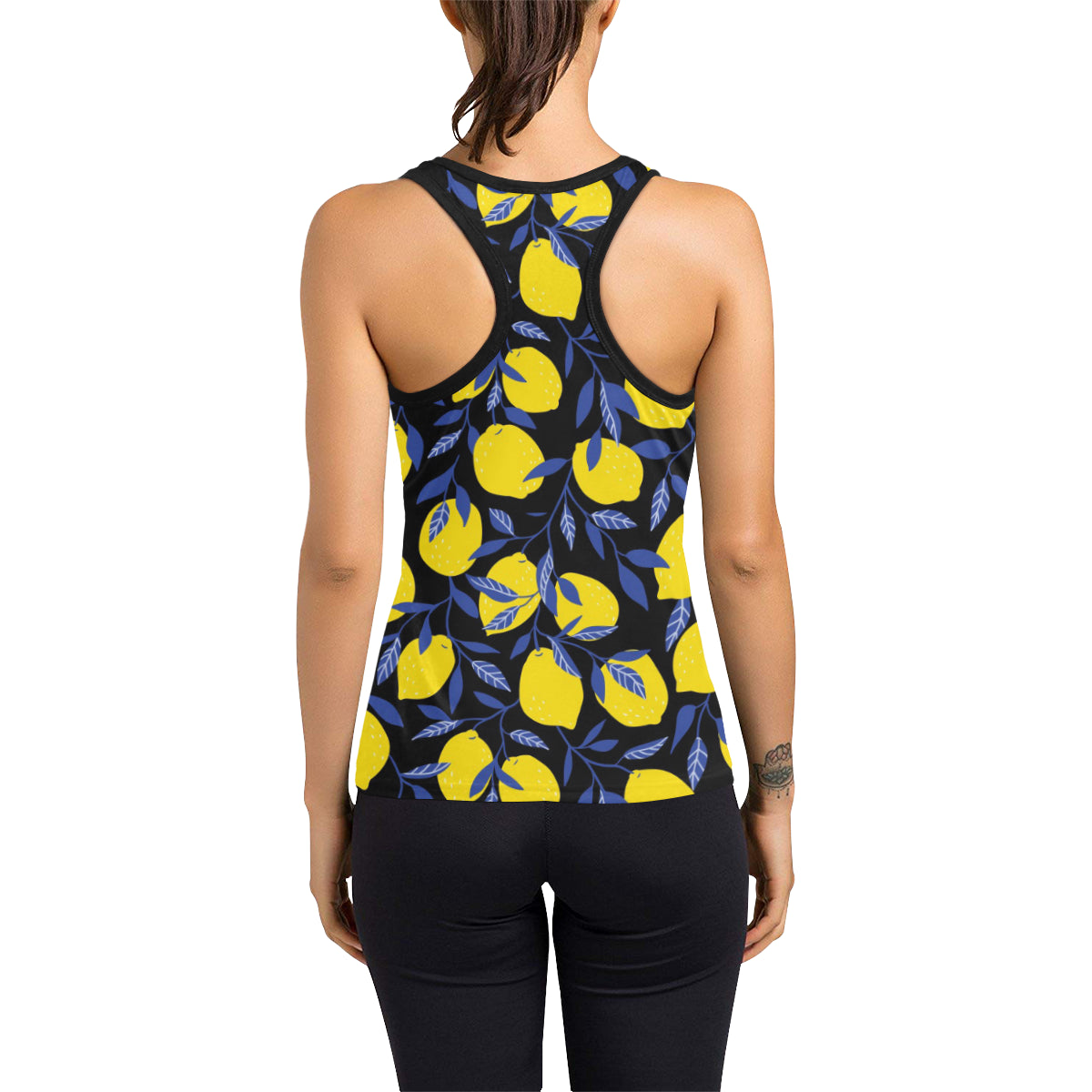 Lemon Pattern Print Design LM01 Women's Racerback Tank Top