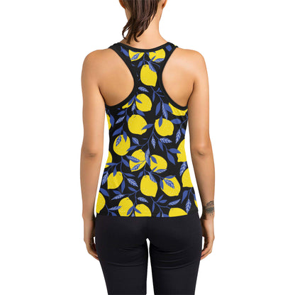 Lemon Pattern Print Design LM01 Women's Racerback Tank Top