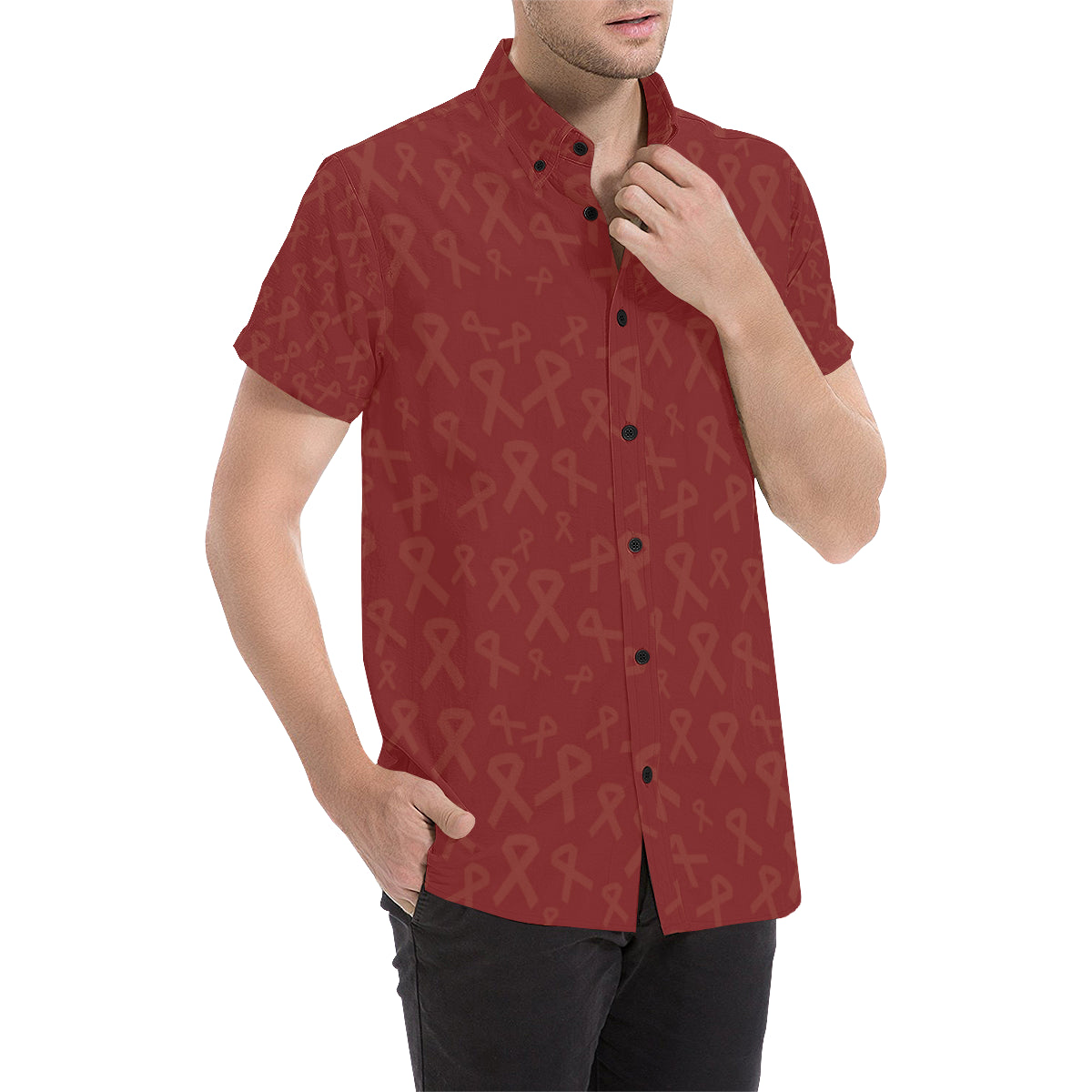 Multiple myeloma Pattern Print Design A02 Men's Short Sleeve Button Up Shirt