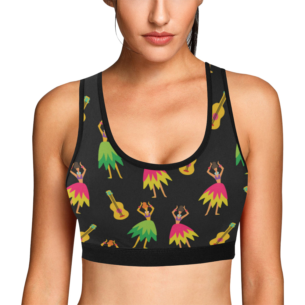 Hula Dancers Hawaiian Girl Pattern Print Design 03 Sports Bra