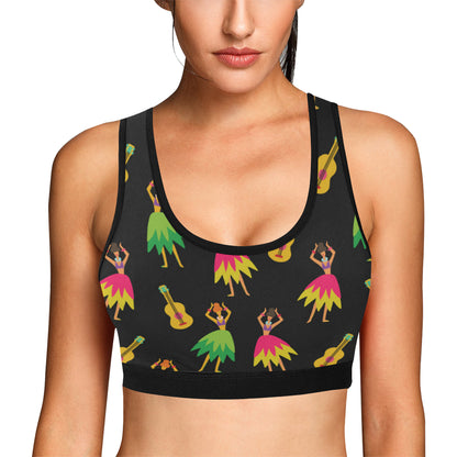 Hula Dancers Hawaiian Girl Pattern Print Design 03 Sports Bra
