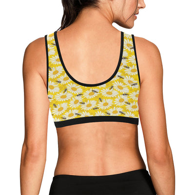 Bee Daisy Pattern Print Design 06 Sports Bra