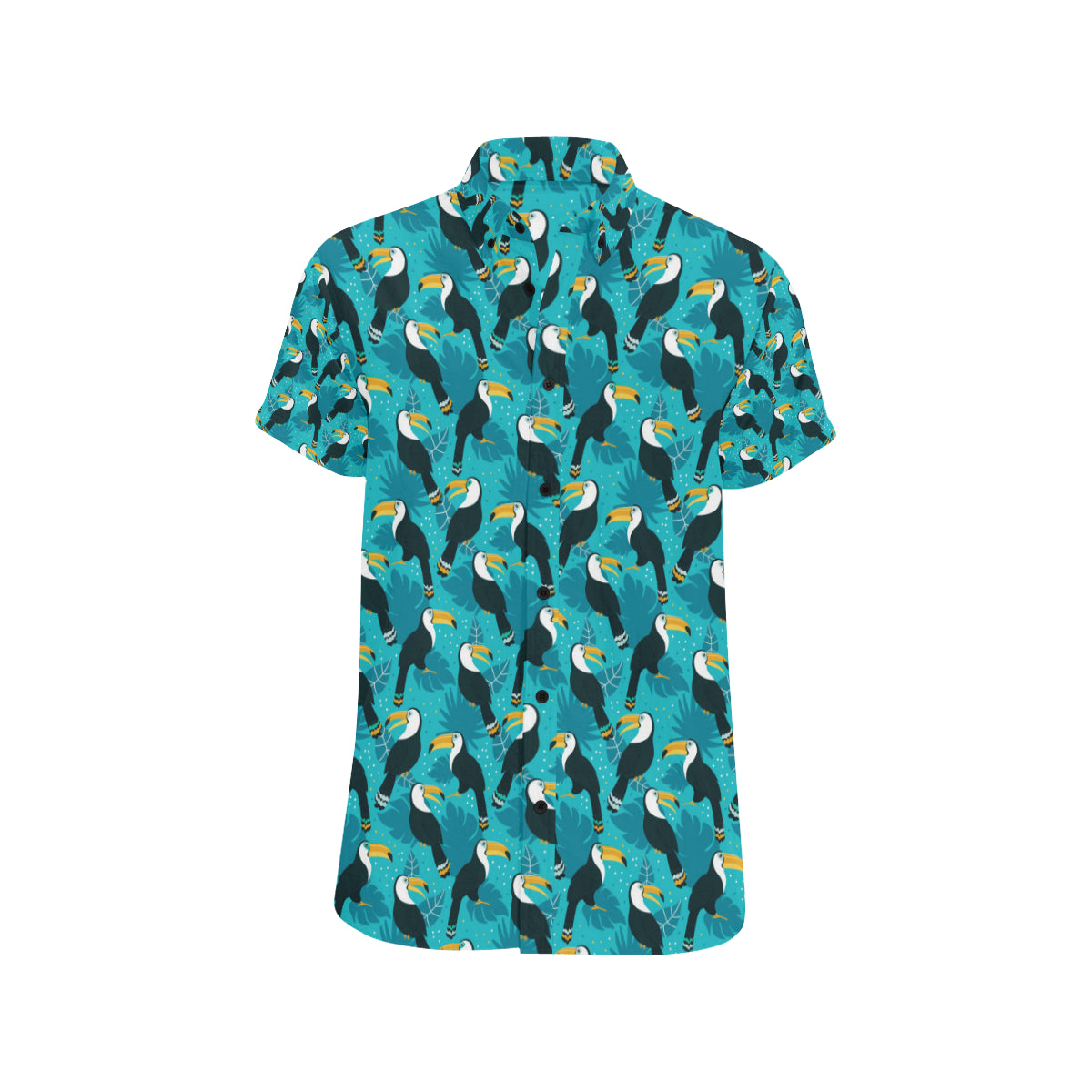 Toucan Parrot Pattern Print Men's Short Sleeve Button Up Shirt