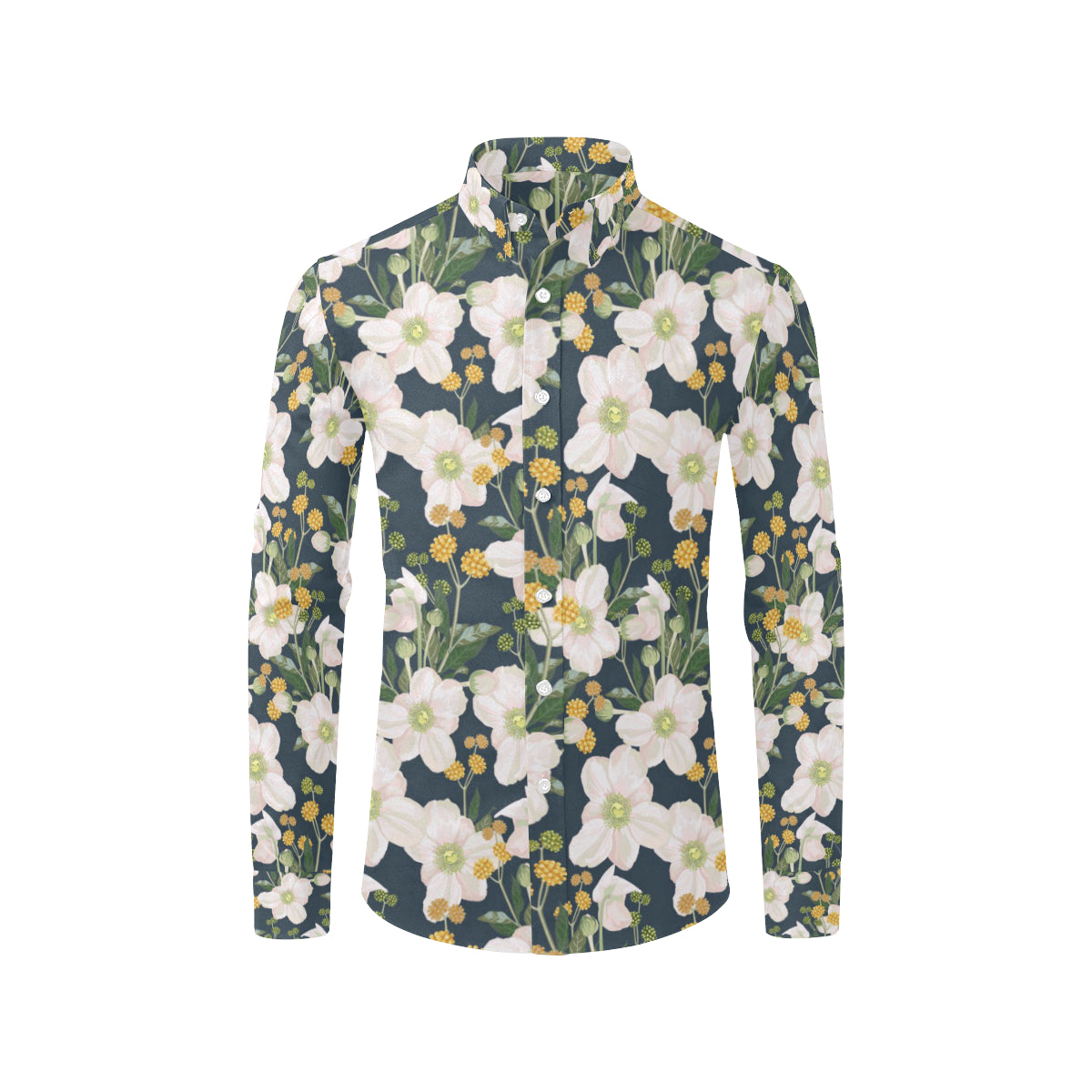 Anemone Pattern Print Design AM04 Men's Long Sleeve Shirt