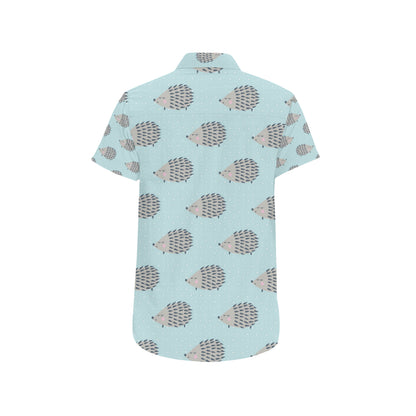 Hedgehog Pattern Print Design 02 Men's Short Sleeve Button Up Shirt