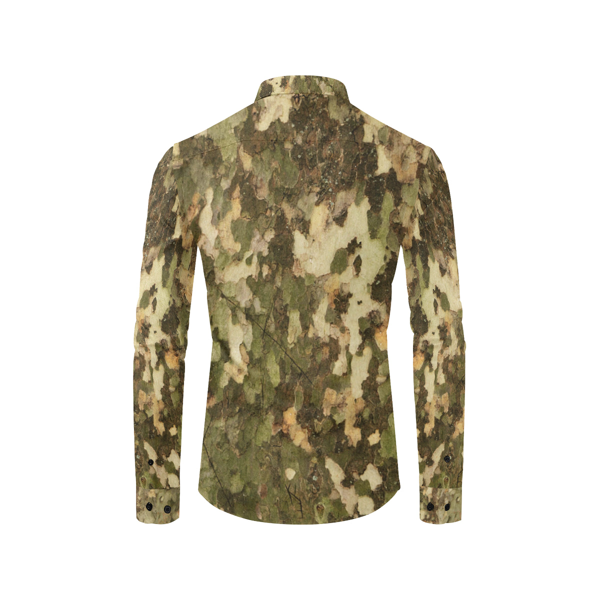 Camo Realistic Tree Texture Print Men's Long Sleeve Shirt