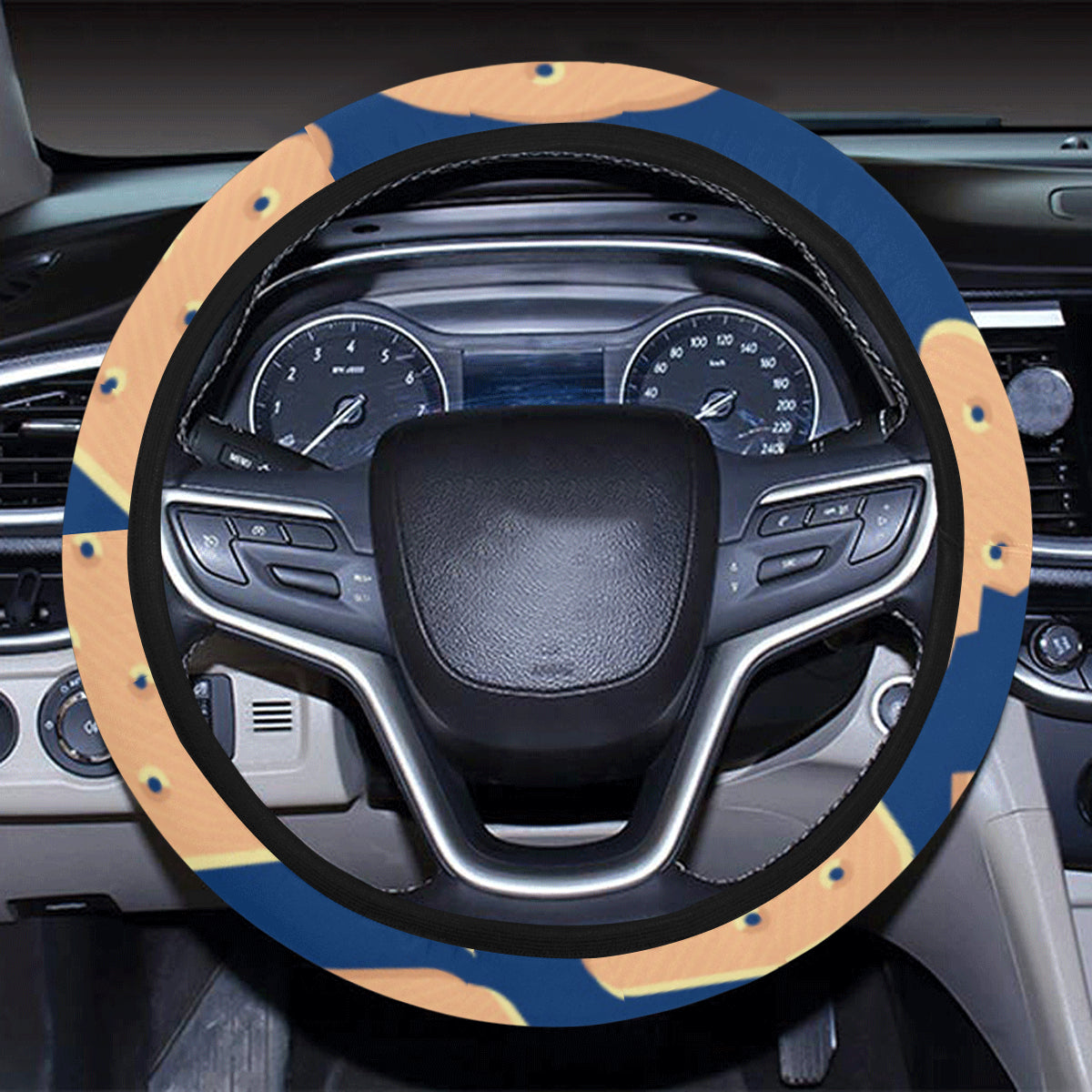 Cracker Pattern Print Design 03 Steering Wheel Cover with Elastic Edge