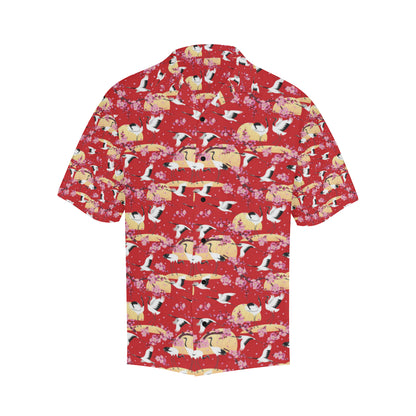 Crane Pattern Print Design 04 Men's Hawaiian Shirt