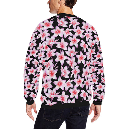 Pink Plumeria Pattern Print Design PM09 Men Long Sleeve Sweatshirt