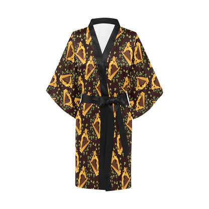 Harp Pattern Print Design 02 Women's Short Kimono