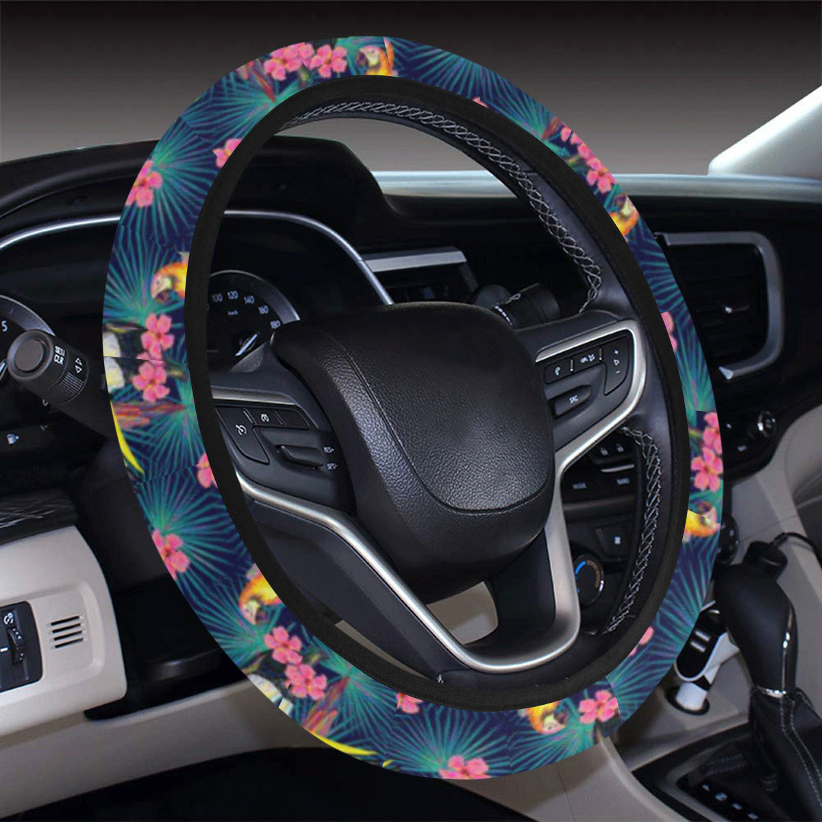 Toucan Parrot Design Steering Wheel Cover with Elastic Edge