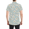 Daisy Pattern Print Design DS012 Men's Short Sleeve Button Up Shirt