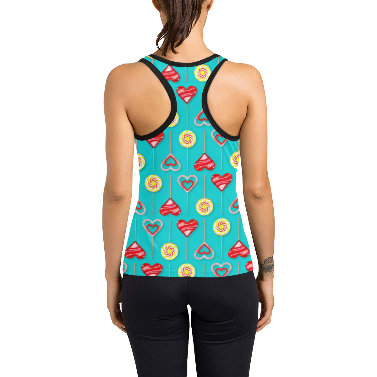 Lollipop Pattern Print Design LL06 Women's Racerback Tank Top