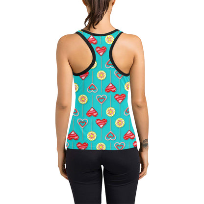 Lollipop Pattern Print Design LL06 Women's Racerback Tank Top
