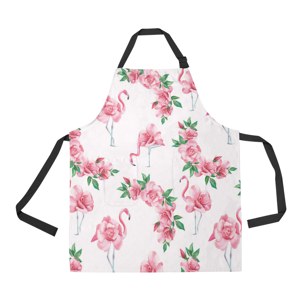 Flamingo Rose Pattern Apron with Pocket