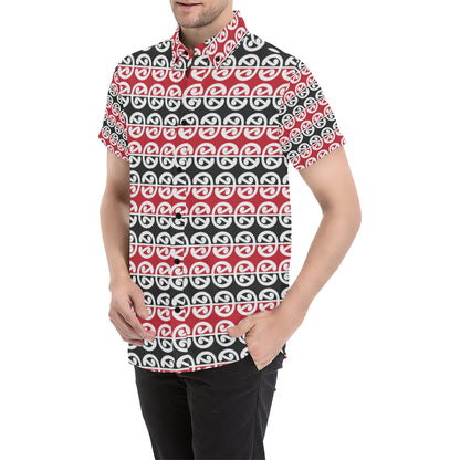Maori Classic Themed Design Print Men's Short Sleeve Button Up Shirt