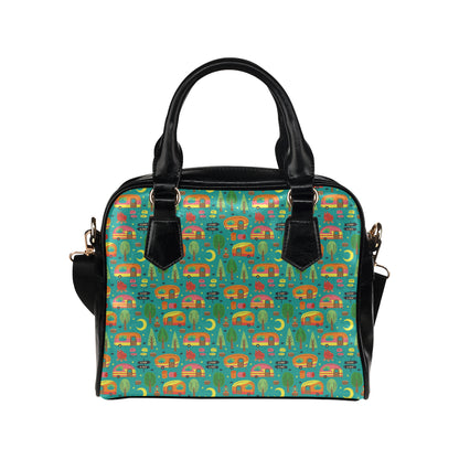 Camping Camper Pattern Print Design 05 Shoulder Handbag