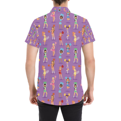 Cheerleader Pattern Print Design 02 Men's Short Sleeve Button Up Shirt