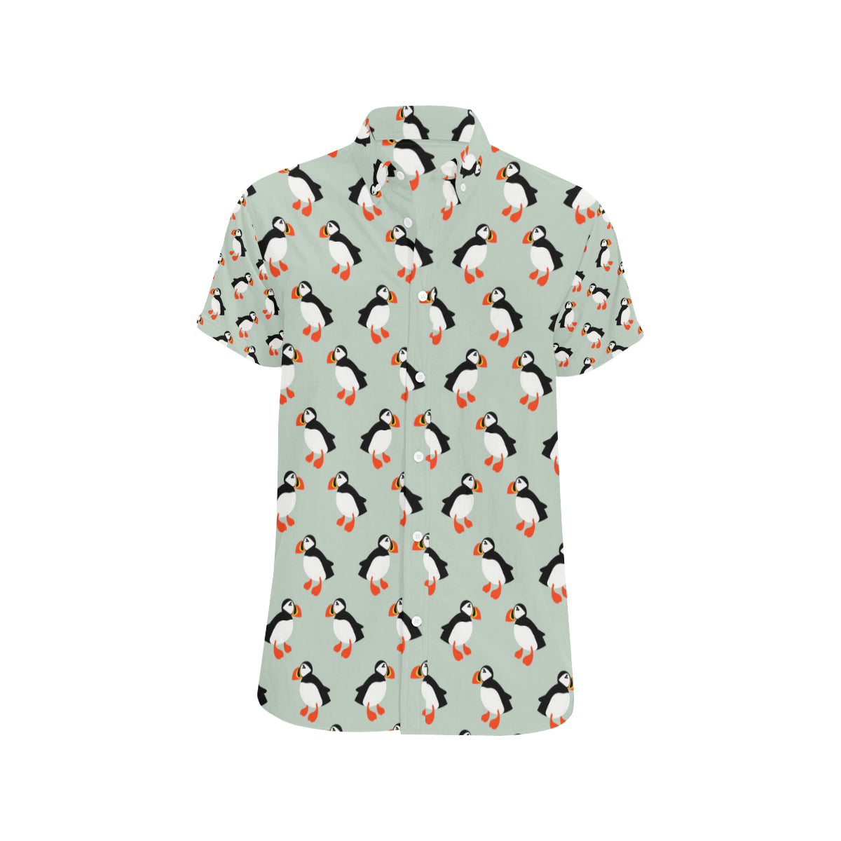 Puffin Pattern Print Design A03 Men's Short Sleeve Button Up Shirt