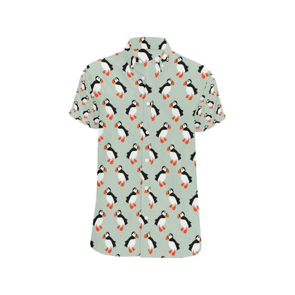 Puffin Pattern Print Design A03 Men's Short Sleeve Button Up Shirt