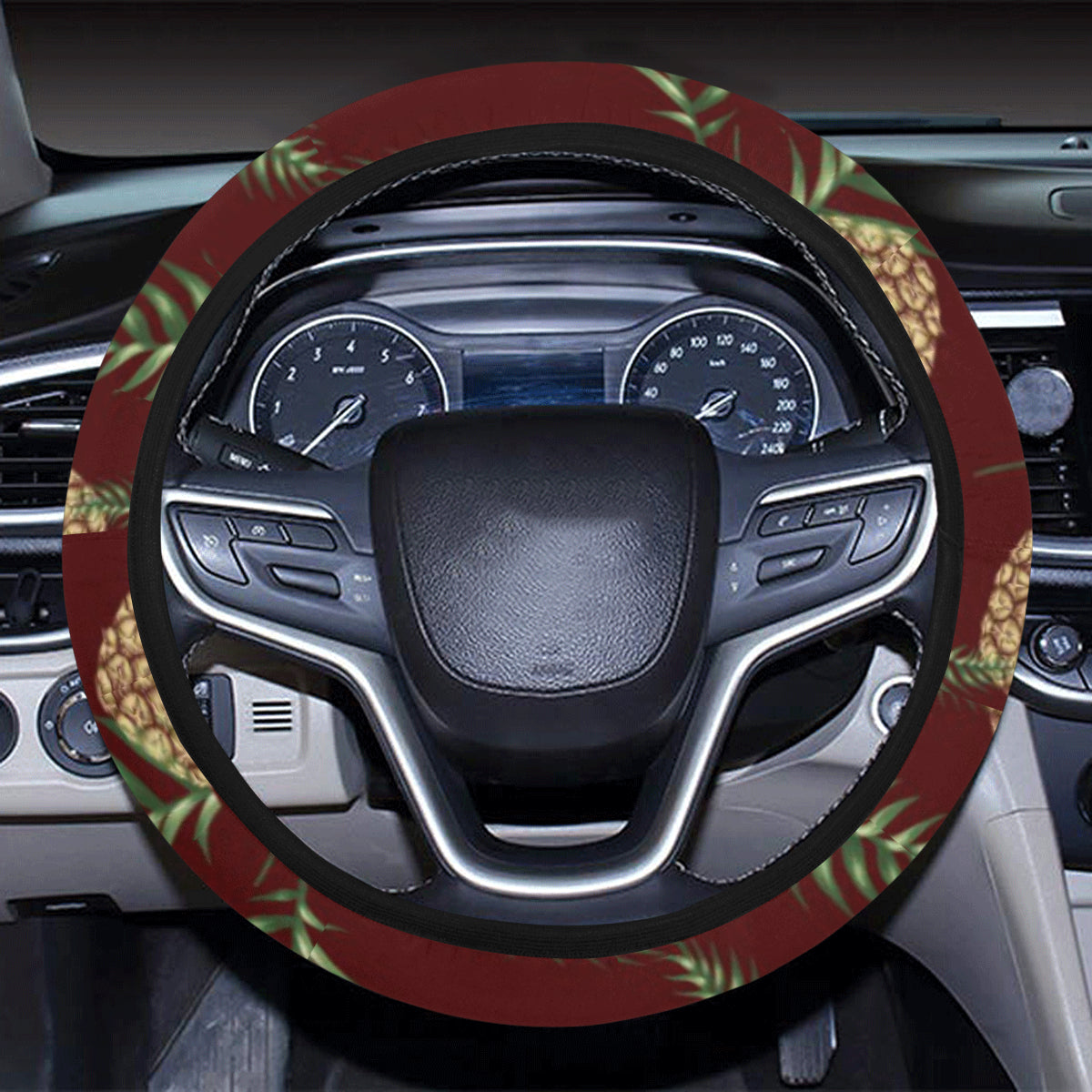 Pineapple Pattern Print Design PP013 Steering Wheel Cover with Elastic Edge