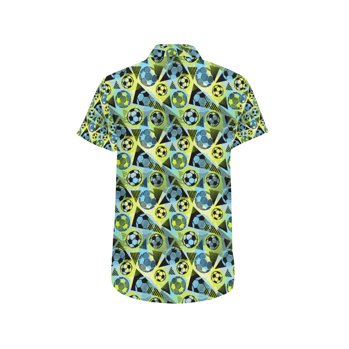 Soccer Ball Themed Print Design Men's Short Sleeve Button Up Shirt