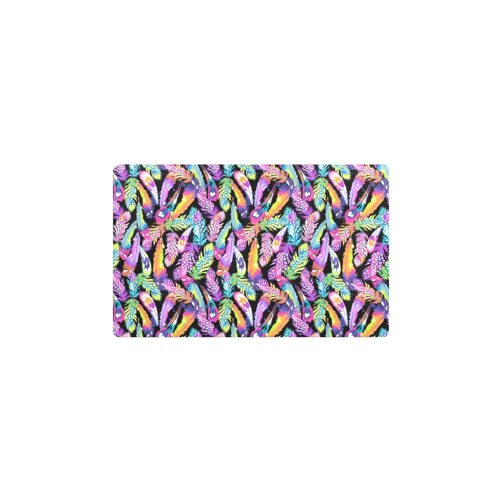 Neon Feather Pattern Print Design A02 Kitchen Mat