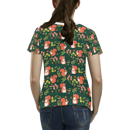 Squirrel Print Design LKS302 Women's  T-shirt