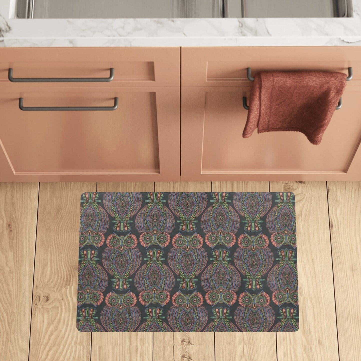 Owl Pattern Print Design A05 Kitchen Mat