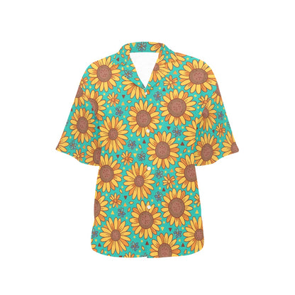 Sunflower Pattern Print Design SF013 Women's Hawaiian Shirt