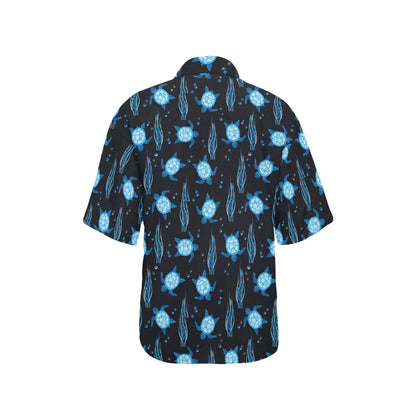 Sea Turtle Print Design LKS3013 Women's Hawaiian Shirt