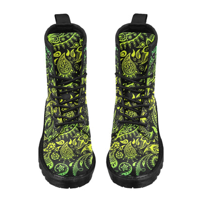 Paisley Green Design Print Women's Boots