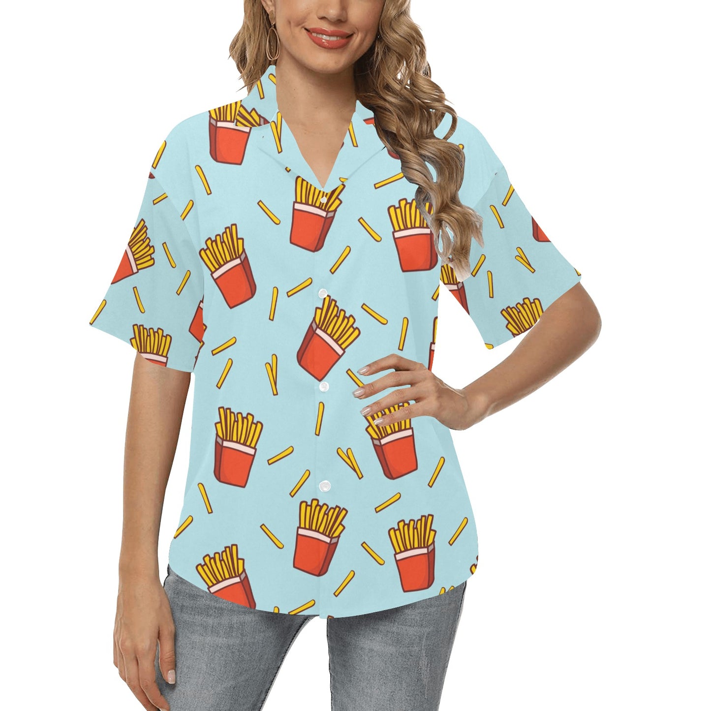 French Fried Pattern Print Design 02 Women's Hawaiian Shirt