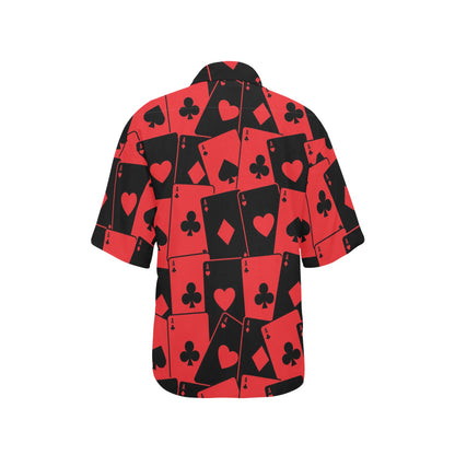 Poker Cards Pattern Print Design A01 Women's Hawaiian Shirt