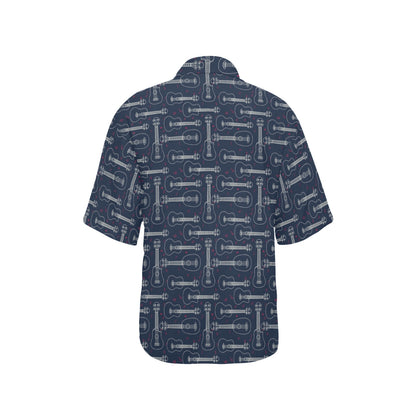 Ukulele Print Design LKS401 Women's Hawaiian Shirt