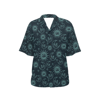 Sun Moon Magic Design Themed Print Women's Hawaiian Shirt