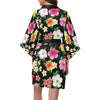 Hibiscus Pattern Print Design HB025 Women Kimono Robe