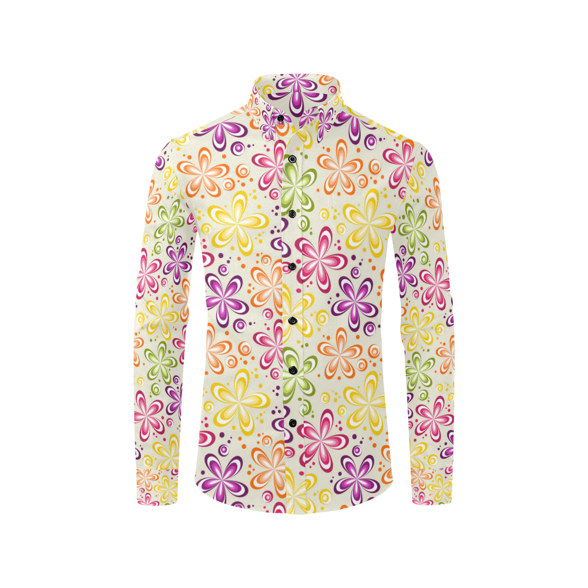 Flower Power Colorful Design Print Men's Long Sleeve Shirt