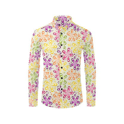 Flower Power Colorful Design Print Men's Long Sleeve Shirt