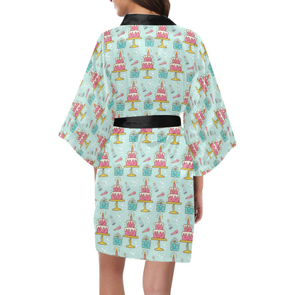 Cake Pattern Print Design 06 Women's Short Kimono