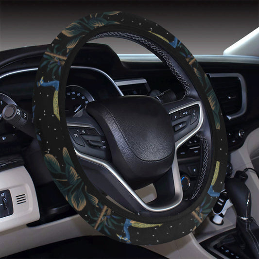 Rainforest Peacock Pattern Print Design A04 Steering Wheel Cover with Elastic Edge